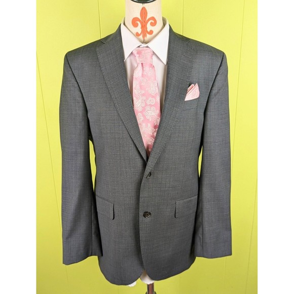 Cremieux Collection Loro Piana Sz 41 R Super 130's Wool Gray Blazer Dress Jacket